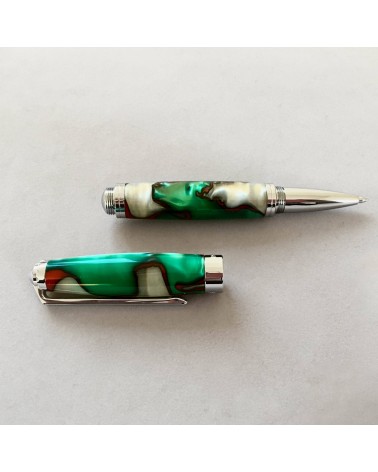 Roller Récife Pearl Soyouz rouge-vert (tons blanc nacré, rouges, verts et noirs, effet chatoyant)