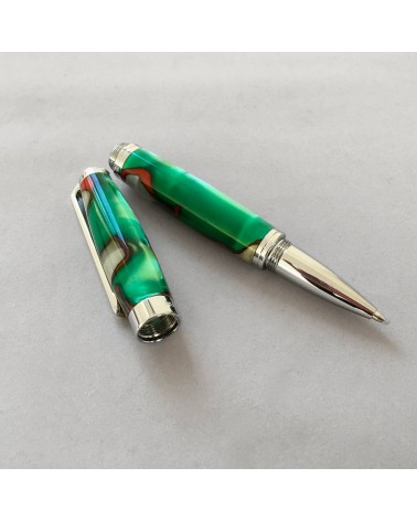 Roller Récife Pearl Soyouz rouge-vert (tons blanc nacré, rouges, verts et noirs, effet chatoyant)