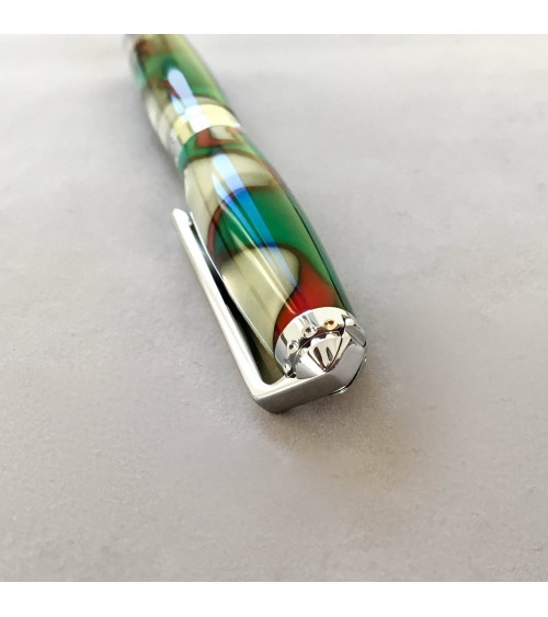 Roller Récife Pearl Soyouz rouge-vert (tons blanc nacré, rouges, verts et noirs, effet chatoyant)