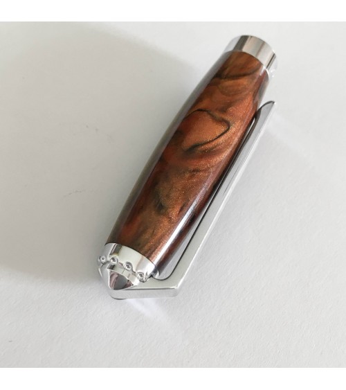 Combinaison stylo-plume Récife Soyouz Baoshi Lapis et roller Récife Soyouz Baoshi Ambre, fabriqués en France