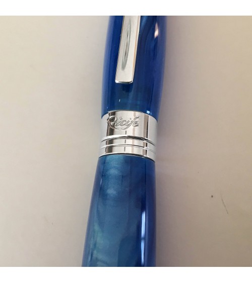 Combinaison stylo-plume Récife Soyouz Baoshi Lapis et roller Récife Soyouz Baoshi Ambre, fabriqués en France