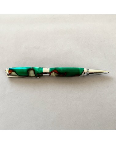 Combinaison stylo-plume Récife Soyouz Baoshi Quarz et roller Récife Soyouz Pearl Rouge-Vert, fabriqués en France