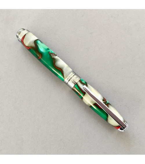 Combinaison stylo-plume Récife Soyouz Baoshi Quarz et roller Récife Soyouz Pearl Rouge-Vert, fabriqués en France