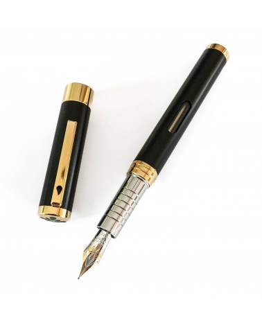 Stylo-plume Diplomat Nexus Noir Doré, réservoir grande capacité, plume or 14 carats, fabriqué en Allemagne