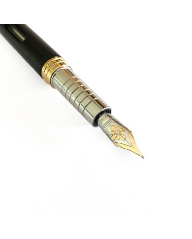 Stylo-plume Diplomat Nexus Noir Doré, réservoir grande capacité, plume or 14 carats, fabriqué en Allemagne