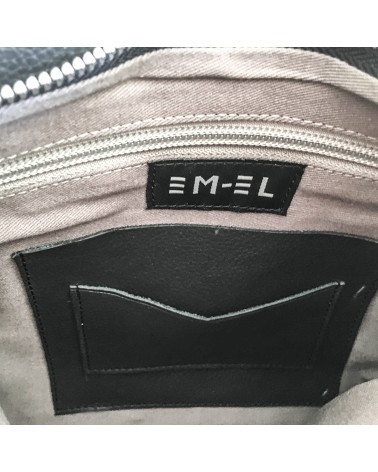 Sac à main EM-EL, modèle Serena, grand, en cuir de vachette premier choix noir. Fabriqué en Europe.