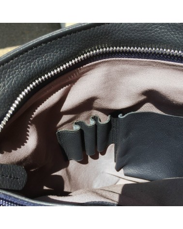 Sac à main EM-EL, modèle Serena, grand, en cuir de vachette premier choix noir. Fabriqué en Europe.