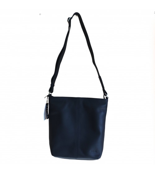 Sac à main EM-EL, modèle Serena, grand, en cuir de vachette premier choix noir. Fabriqué en Europe.