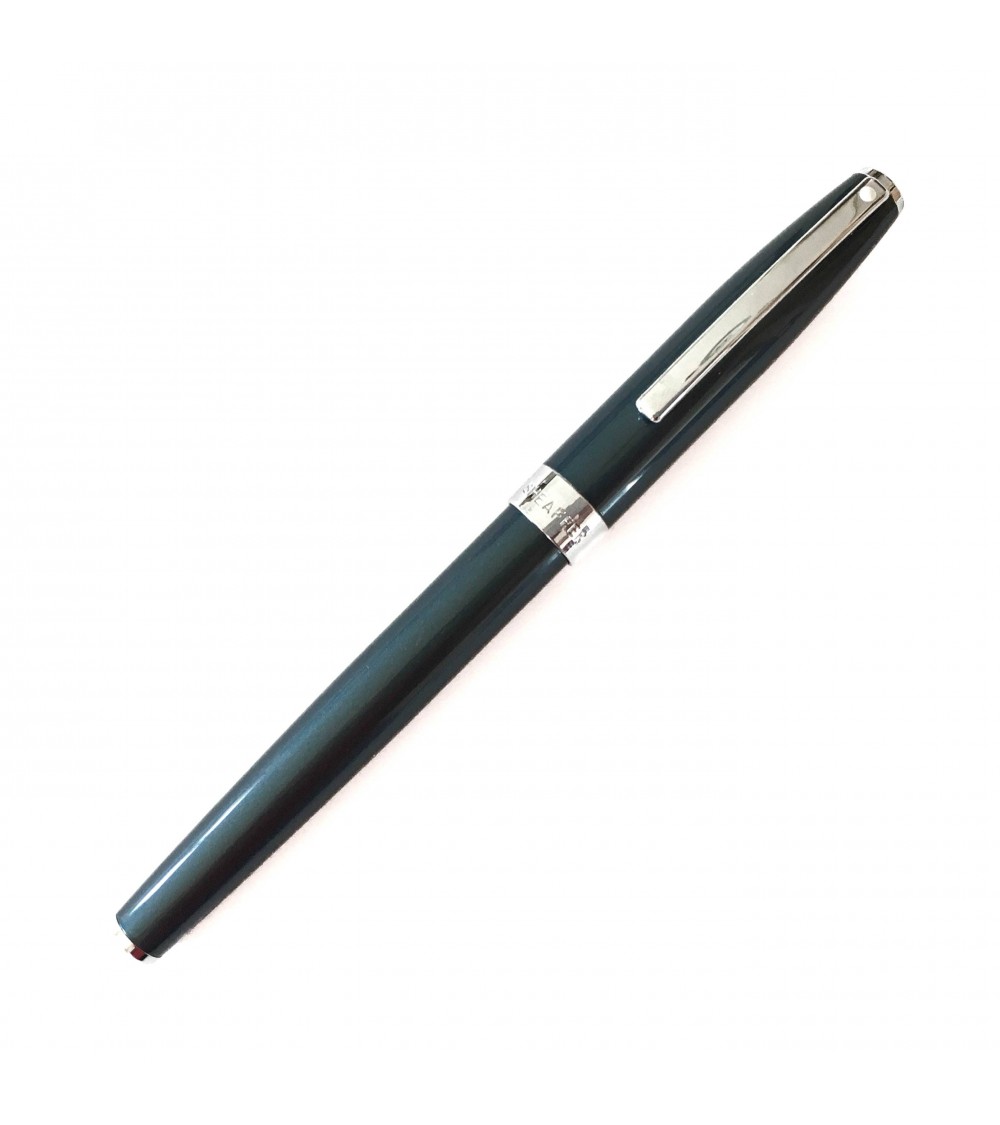 Roller Sheaffer Sagaris Metallic Blue, attributs chromés, avec le point blanc caractéristique de la marque