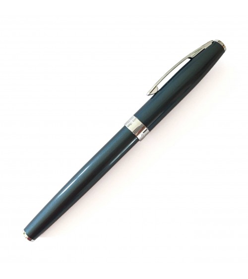 Roller Sheaffer Sagaris Metallic Blue, attributs chromés, avec le point blanc caractéristique de la marque