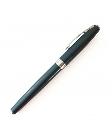 Roller Sheaffer Sagaris Metallic Blue, attributs chromés, avec le point blanc caractéristique de la marque
