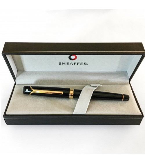 Roller Sheaffer Valor noir brillant, attributs plaqués or 22 carats, fabriqué en Italie