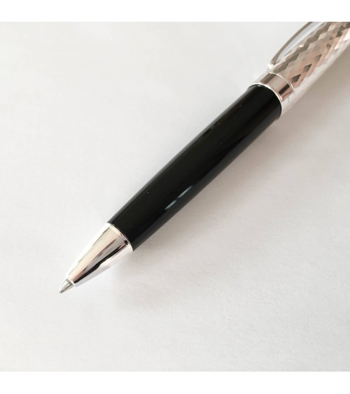 Stylo-bille Waldmann Précieux, noir et argent massif sterling 925, fabriqué en Allemagne