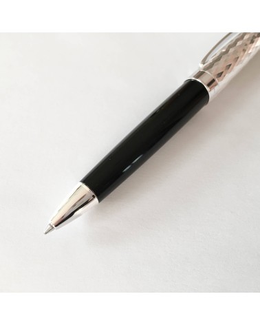 Stylo-bille Waldmann Précieux, noir et argent massif sterling 925, fabriqué en Allemagne