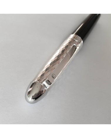 Stylo-bille Waldmann Précieux, noir et argent massif sterling 925, fabriqué en Allemagne