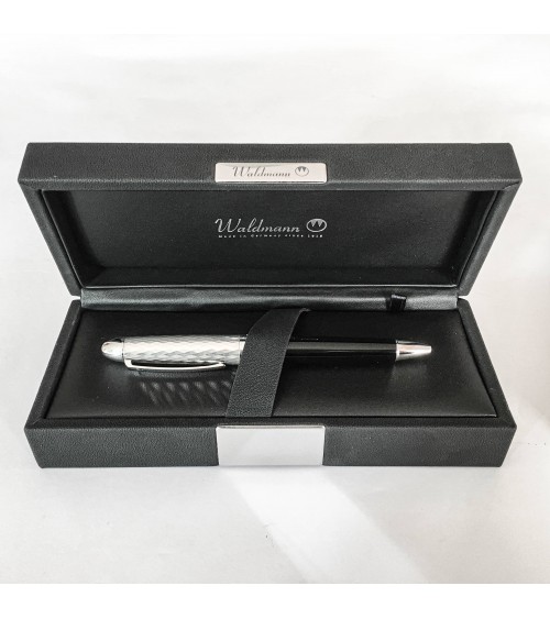 Stylo-bille Waldmann Précieux, noir et argent massif sterling 925, fabriqué en Allemagne