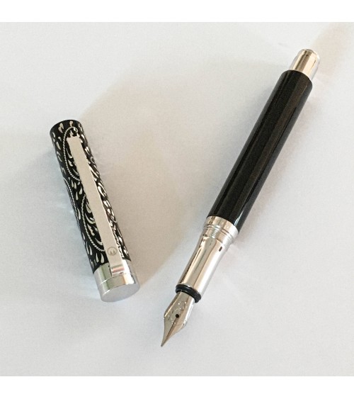 Stylo-bille Waldmann Extra Vienna 378, argent sterling 925 et laque noire, fabriqué en Allemagne