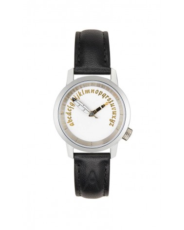 Montre AKTEO Ecrivain 29 Blanc-Acier inox, bracelet cuir noir