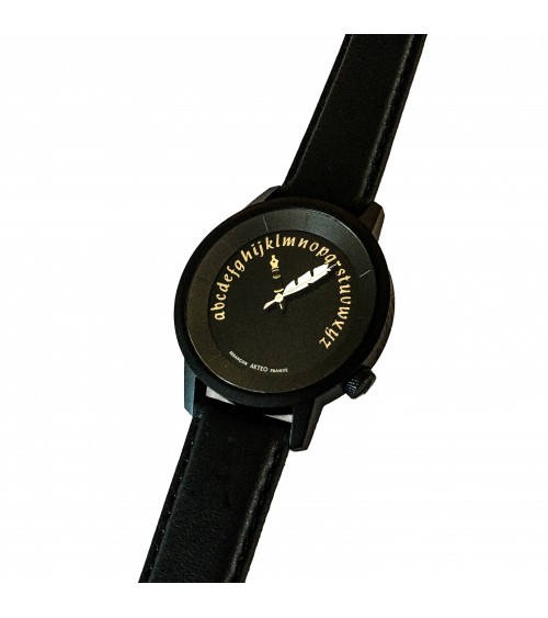 Montre AKTEO Ecrivain 38 Noir, bracelet cuir noir