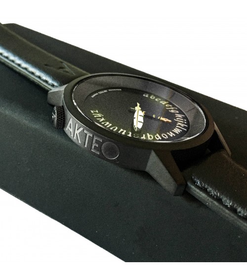 Montre AKTEO Ecrivain 38 Noir, bracelet cuir noir