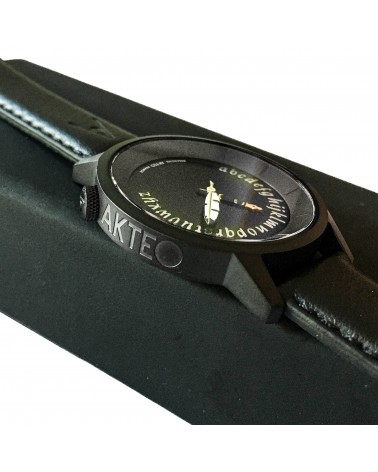 Montre AKTEO Ecrivain 38 Noir, bracelet cuir noir