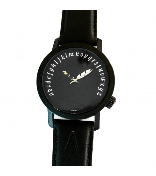 Montre AKTEO Ecrivain 42 noir, bracelet cuir noir