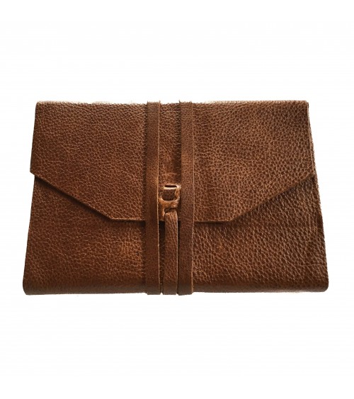 Carnet rechargeable Manufactus Laccio, couverture cuir de veau vintage brown, fabriqué en Italie