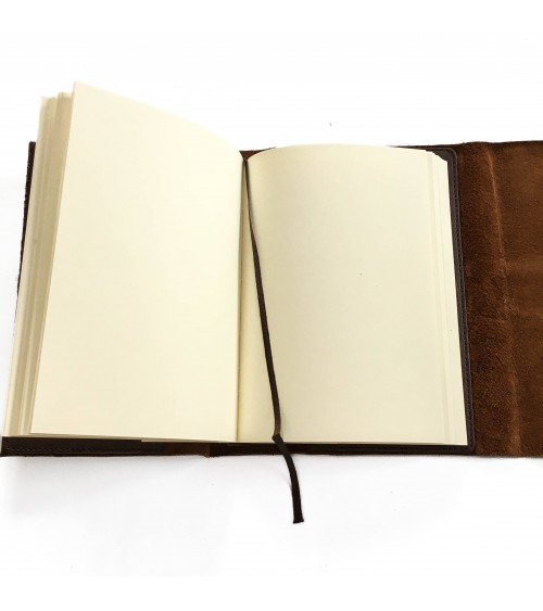 Carnet rechargeable Manufactus Laccio, couverture cuir de veau vintage brown, fabriqué en Italie