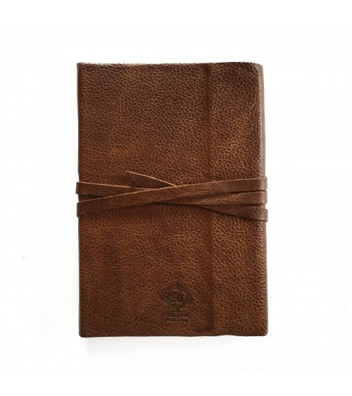 Carnet rechargeable Manufactus Laccio, couverture cuir de veau vintage brown, fabriqué en Italie