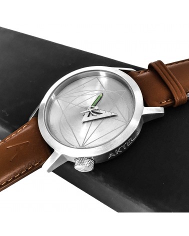 Montre AKTEO Architecte 42 Acier inox-Acier inox, bracelet cuir cognac