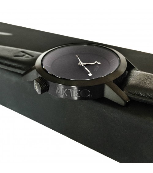 Montre AKTEO Dentiste 42 Noir-Noir, bracelet cuir noir