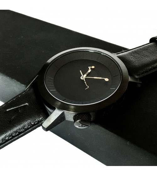 Montre AKTEO Dentiste 42 Noir-Noir, bracelet cuir noir