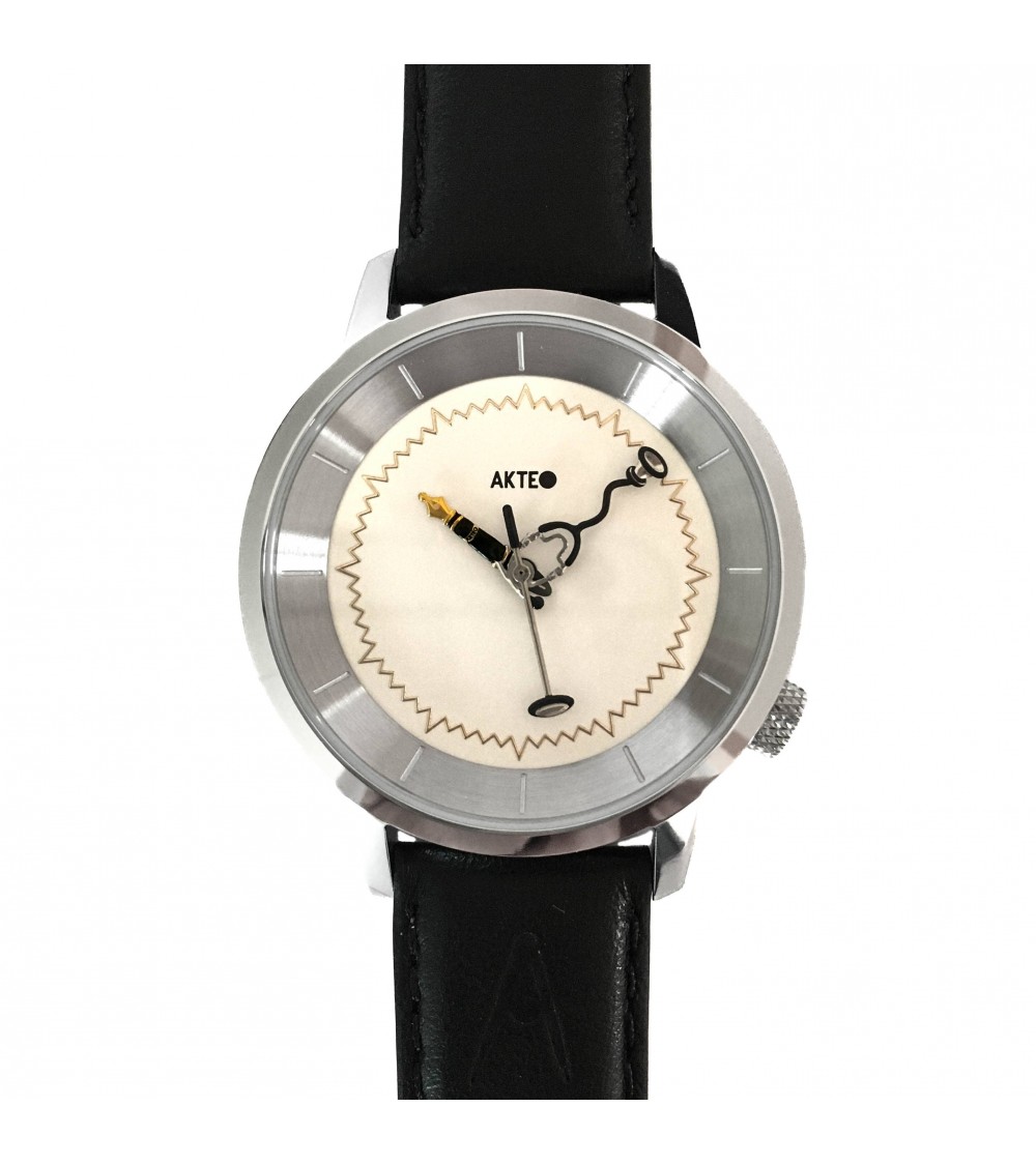 Montre AKTEO Médecin 38 Blanc-Acier inox, bracelet noir