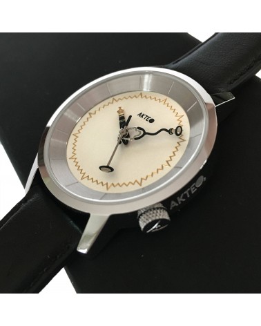 Montre AKTEO Médecin 38 Blanc-Acier inox, bracelet noir