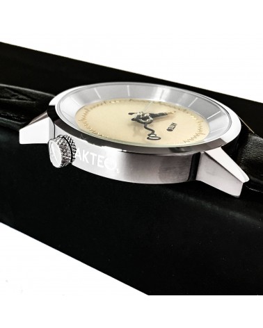 Montre AKTEO Médecin 38 Blanc-Acier inox, bracelet noir