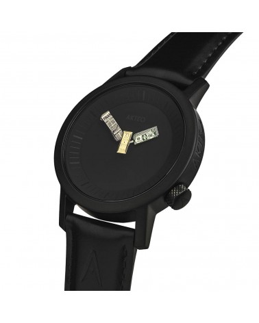 Montre AKTEO Finances 42 Noir-Noir, bracelet cuir noir