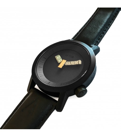 Montre AKTEO Finances 42 Noir-Noir, bracelet cuir noir