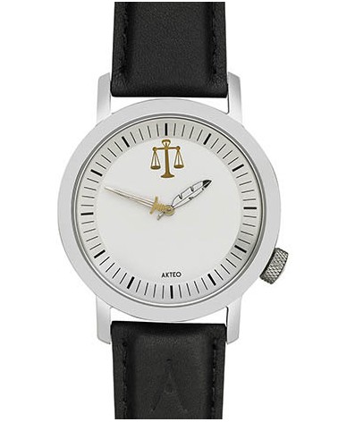 Montre AKTEO Justice 42 Blanc-Acier inox, bracelet noir