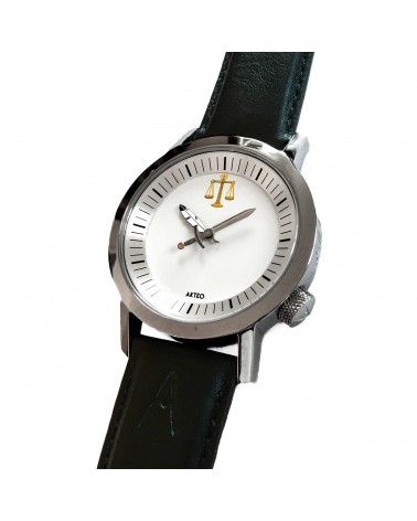 Montre AKTEO Justice 42 Blanc-Acier inox, bracelet noir