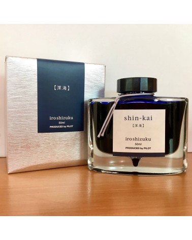 Encre Iroshizuku pour stylos-plume, 50 ml, couleur Shin-Kai (bleu medium-gris)