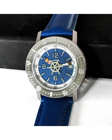 Montre AKTEO Marine 29 Bleu marine-Acier inox, bracelet cuir bleu.