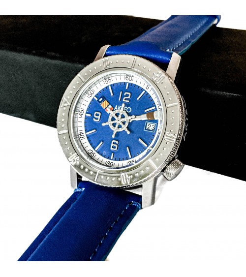 Montre AKTEO Marine 29 Bleu marine-Acier inox, bracelet cuir bleu.