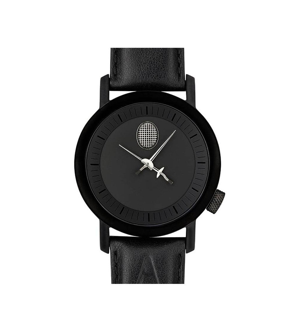 Montre Akteo Escrime 42, Noir-Noir, bracelet cuir noir
