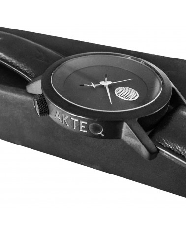 Montre Akteo Escrime 42, Noir-Noir, bracelet cuir noir