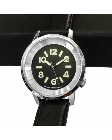 Montre AKTEO Métropole 38 Noir-Acier inox, bracelet cuir noir