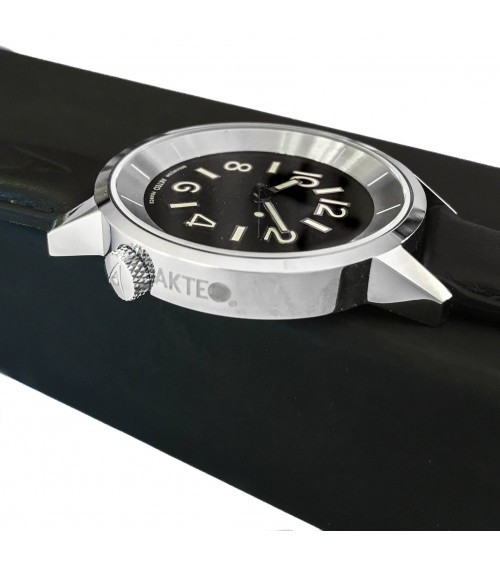 Montre AKTEO Métropole 38 Noir-Acier inox, bracelet cuir noir