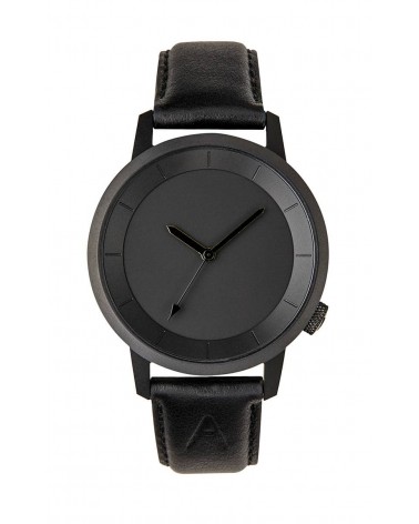 Montre AKTEO Besançon 38 Noir-Noir, bracelet cuir noir