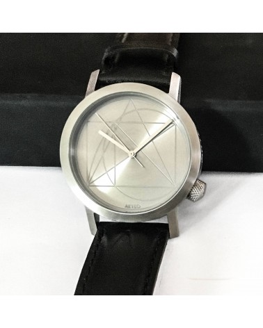 Montre AKTEO Nombre d’or 42 Acier inox-Acier inox, bracelet cuir noir