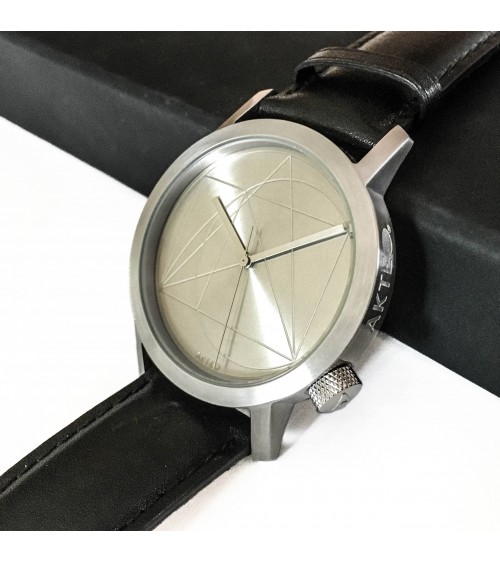 Montre AKTEO Nombre d’or 42 Acier inox-Acier inox, bracelet cuir noir