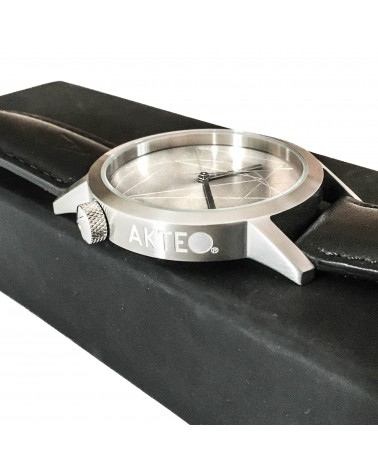 Montre AKTEO Nombre d’or 42 Acier inox-Acier inox, bracelet cuir noir